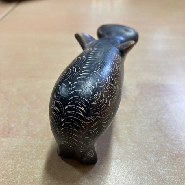 Sculpture Hippopotame Vintage En Pierre Fine Africaine