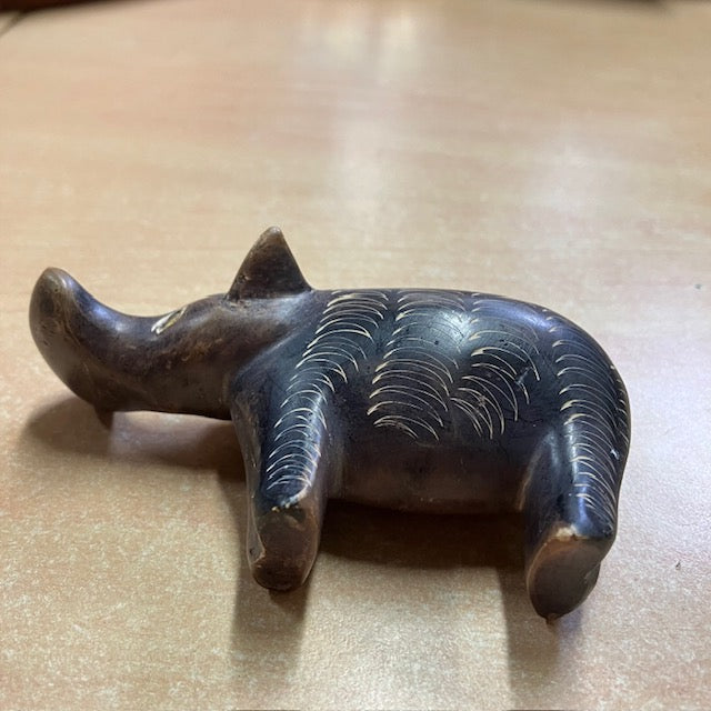 Sculpture Hippopotame Vintage En Pierre Fine Africaine