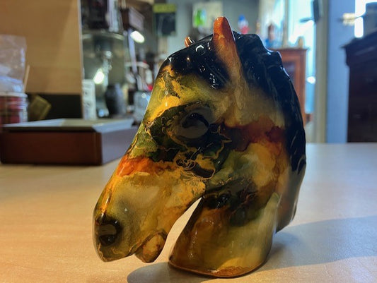 Sculpture Tête de Cheval , Presse papier, Plâtre