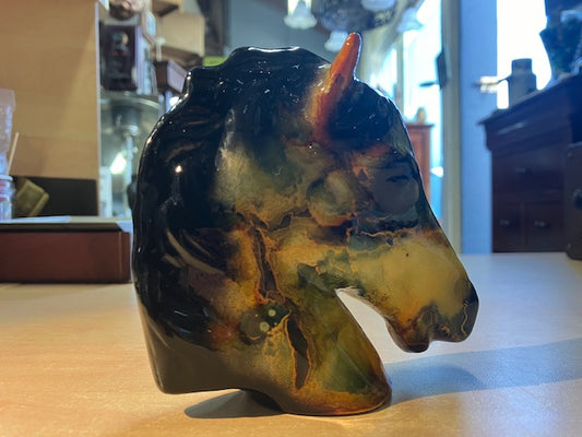 Sculpture Tête de Cheval , Presse papier, Plâtre