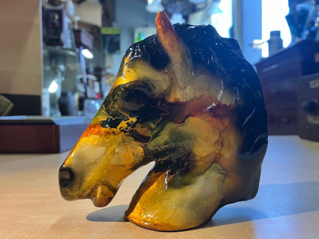 Sculpture Tête de Cheval , Presse papier, Plâtre