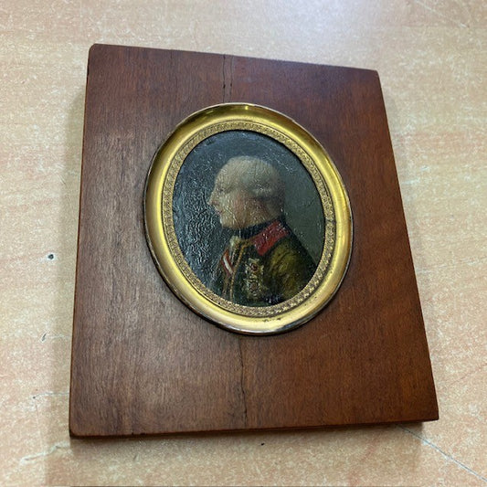 Peinture Portrait Miniature Homme Militaire Dans Médaillon Dorée