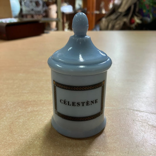Petit Pot D'Apothicaire En Opaline Bleu " Célestène "