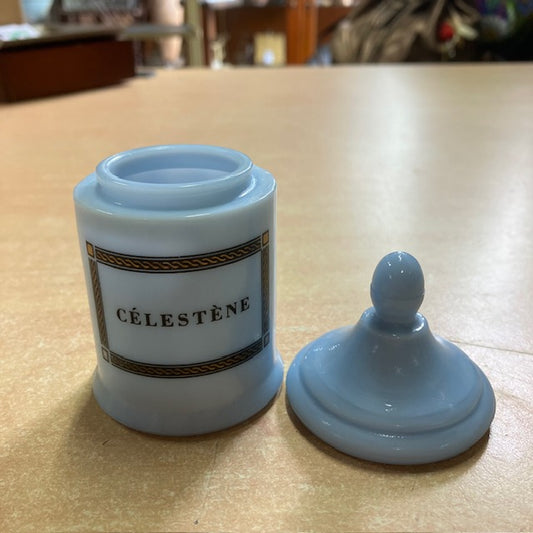 Petit Pot D'Apothicaire En Opaline Bleu " Célestène "