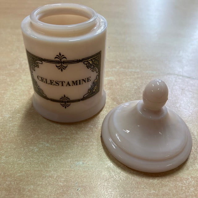 Petit Pot D'Apothicaire En Opaline Rose " Célestamine "