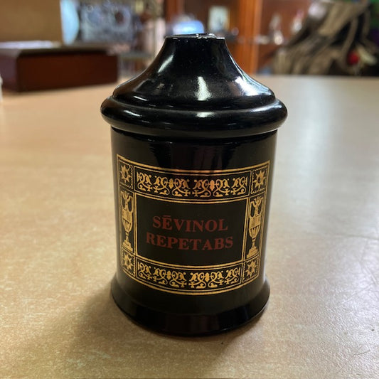 Petit Pot D'Apothicaire En Opaline Noir " Sévinol Repetabs "