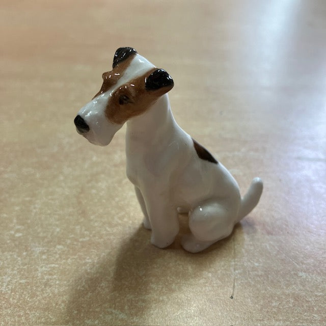 Figurine Chien Vintage Royal Doulton Porcelaine Fox Terrier Lisse Assis