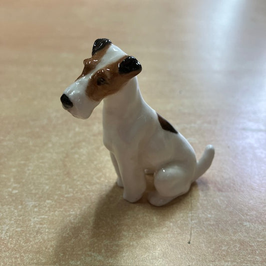 Figurine Chien Vintage Royal Doulton Porcelaine Fox Terrier Lisse Assis