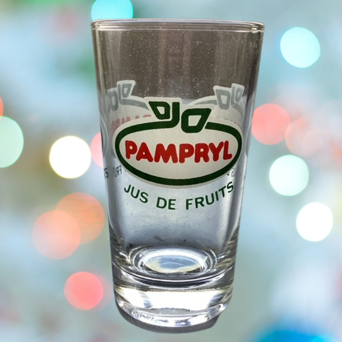 Ensemble De 6 Verres Pampryl, Jus De Fruits, Inscription Rouge Fond Blanc, Jus De Fruit, Ecriture Verte