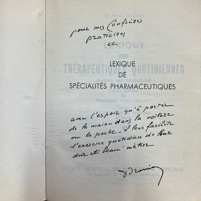 Livre Lexique Des Thérapeutiques Quotidiennes Par Le Docteur Henri Drouin