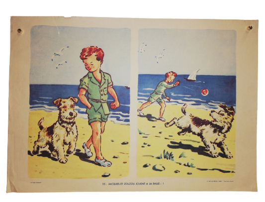 Affiche Carte Scolaire Lithographie Nathan Joyeuse Enfance