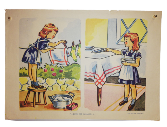 Affiche Carte Scolaire Lithographie Nathan Joyeuse Enfance