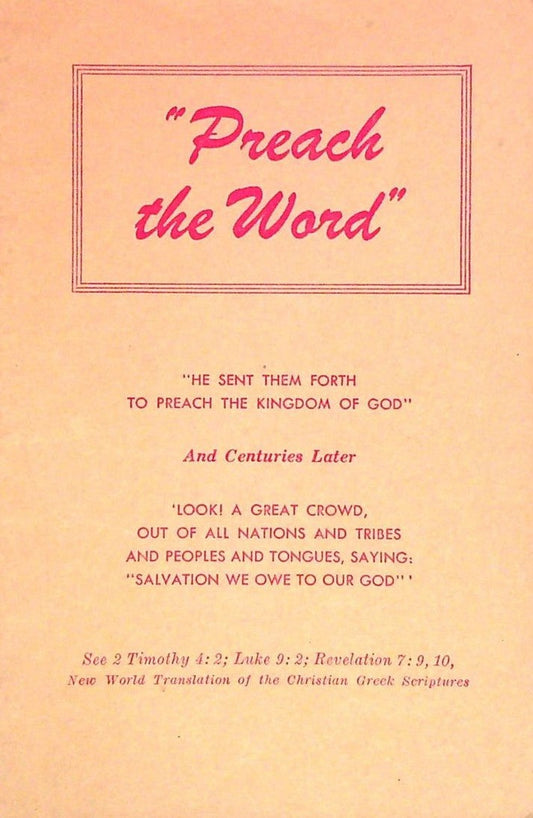 Rare Preach The Word Watch-Tower Bible Témoins Jéhovah