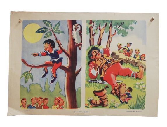 Affiche Carte Scolaire Lithographie Nathan Joyeuse Enfance