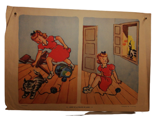 Affiche Carte Scolaire Lithographie Nathan Joyeuse Enfance