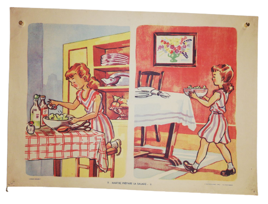 Affiche Carte Scolaire Lithographie Nathan Joyeuse Enfance