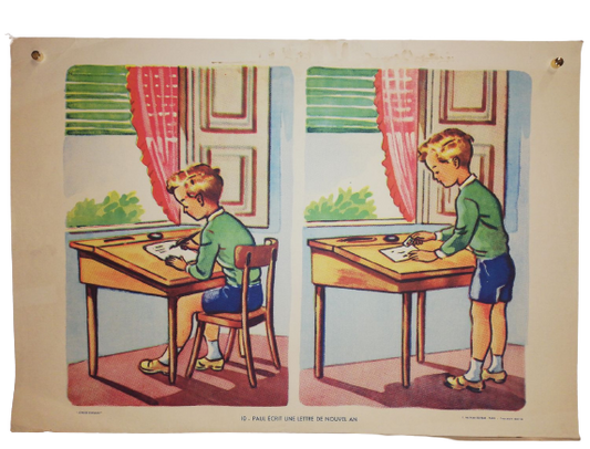 Affiche Carte Scolaire Lithographie Nathan Joyeuse Enfance