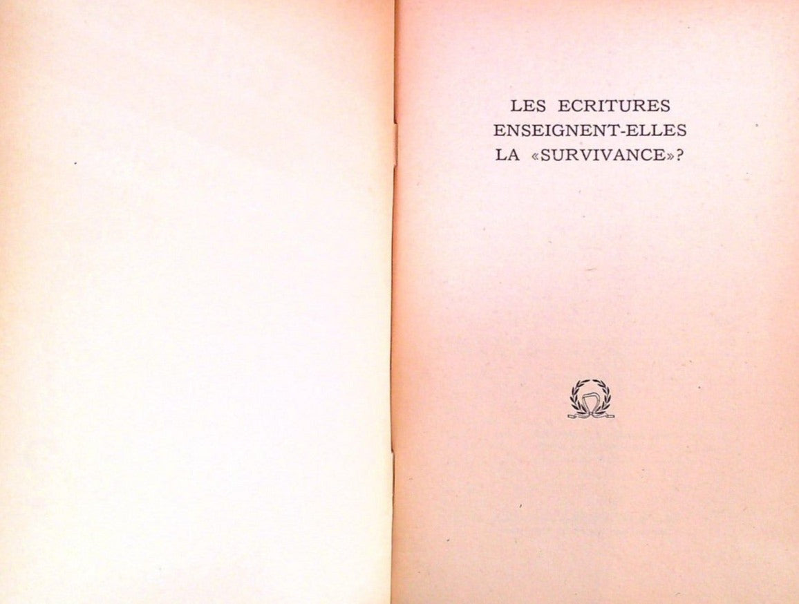 Rare Les Ecritures Enseignent Elles La Survivance Watch-Tower Bible Témoins Jéhovah