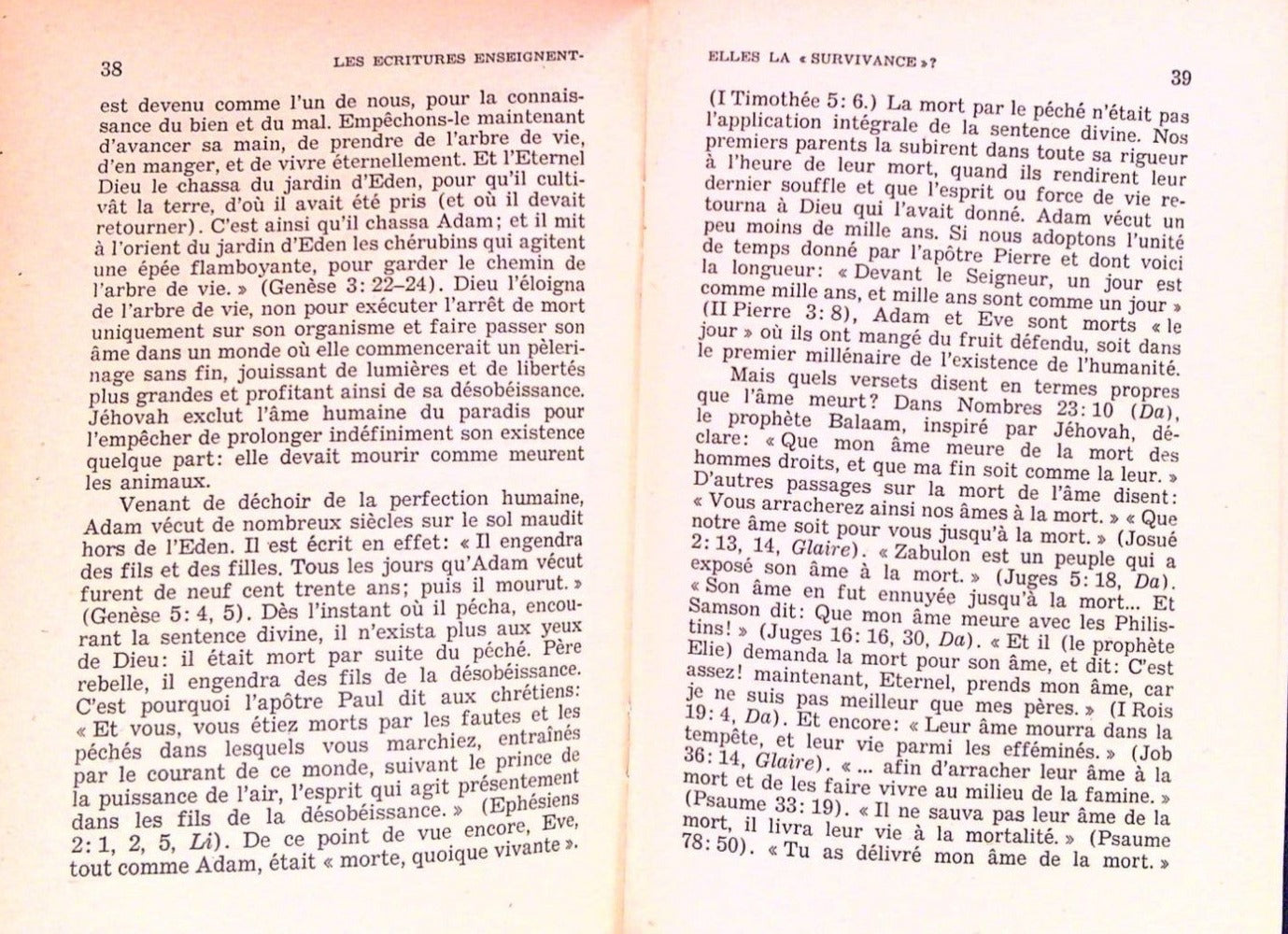 Rare Les Ecritures Enseignent Elles La Survivance Watch-Tower Bible Témoins Jéhovah