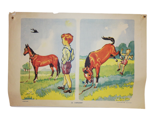 Affiche Carte Scolaire Lithographie Nathan Joyeuse Enfance