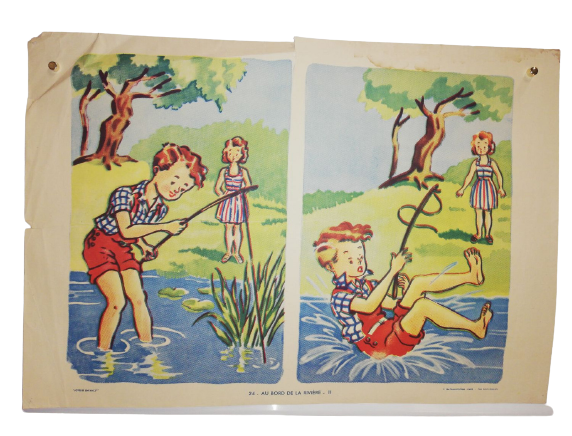 Affiche Carte Scolaire Lithographie Nathan Joyeuse Enfance