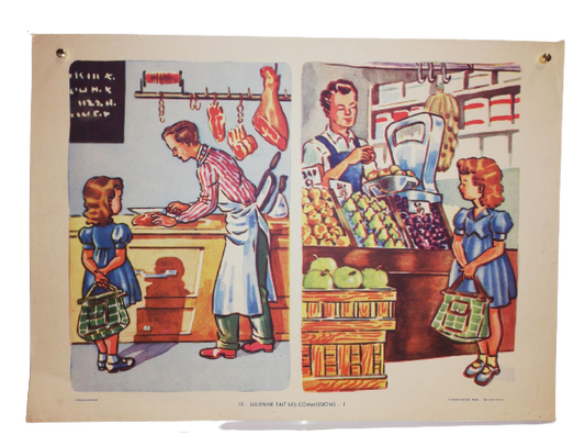 Affiche Carte Scolaire Lithographie Nathan Joyeuse Enfance