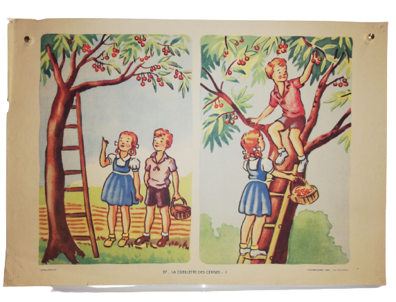 Affiche Carte Scolaire Lithographie Nathan Joyeuse Enfance