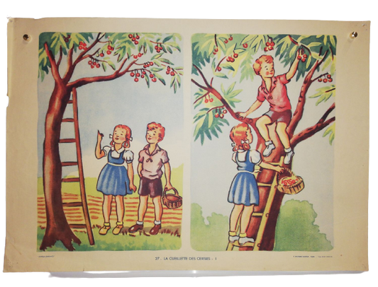 Affiche Carte Scolaire Lithographie Nathan Joyeuse Enfance