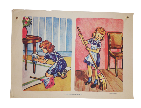 Affiche Carte Scolaire Lithographie Nathan Joyeuse Enfance