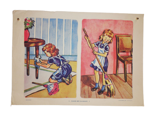 Affiche Carte Scolaire Lithographie Nathan Joyeuse Enfance