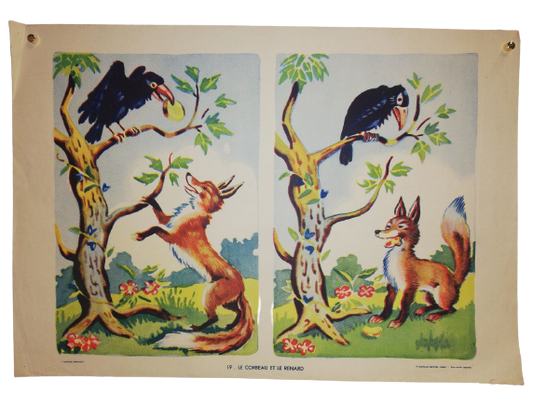 Affiche Carte Scolaire Lithographie Nathan Joyeuse Enfance