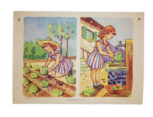 Affiche Carte Scolaire Lithographie Nathan Joyeuse Enfance