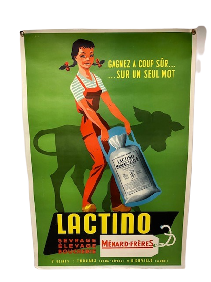 Affiche Publicitaire Vintage Lithographie Lactino Ménard Frères