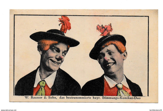 Rare CLOWN W BAUMER SOHN DAS BESTRENOMMIERTE BAYR STIMMUNGS KOMIKER DUO EXPOSITION UNIVERSELLE PAVILLON