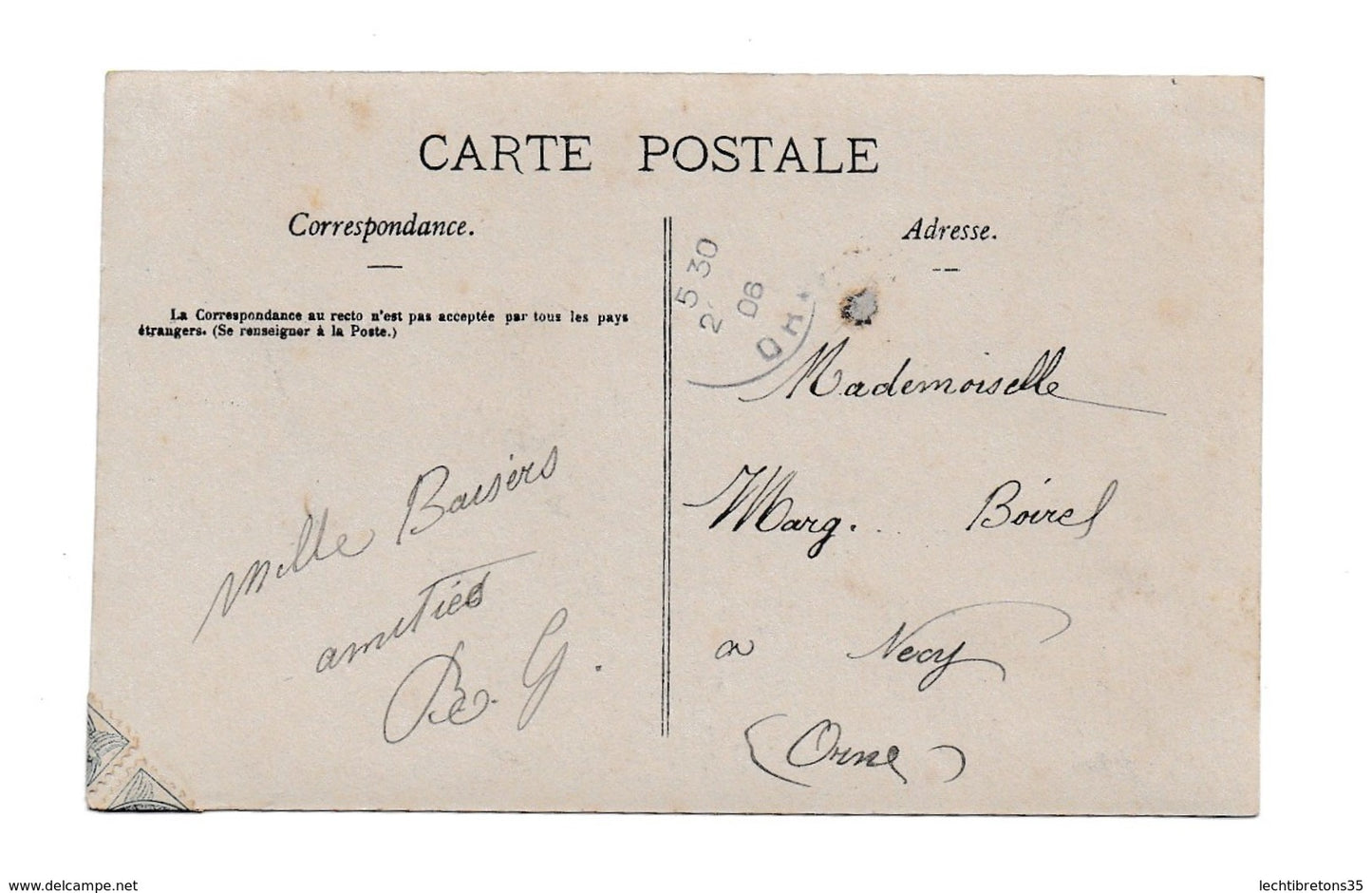 Carte postale - PHOTO 1906 TIMBRE MARIANNE LE BLANC 5C AVANT GUERRE COUPLE DE JEUNE FILLE HOMME EN PROMENADE 2 TU ES GENTILLE FEMME