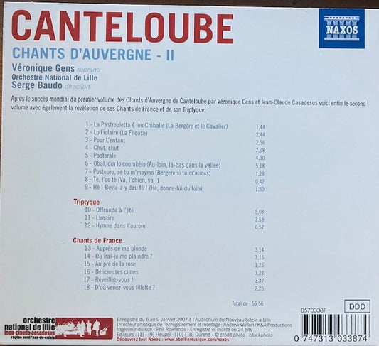 Cd Joseph Canteloube – Chants D'Avergne 2