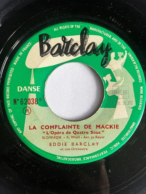 Eddie Barclay Et Son Orchestre – Sur Ma Vie / La Complainte De Mackie