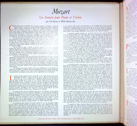 LP Mozart / Lili Kraus – L'œuvre De Piano Par Lili Kraus - Les Sonates Pour Piano Et Violon De Mozart