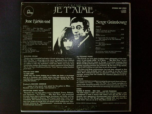 Lp Jane Birkin And Serge Gainsbourg – Je T'Aime - Beautiful Love
