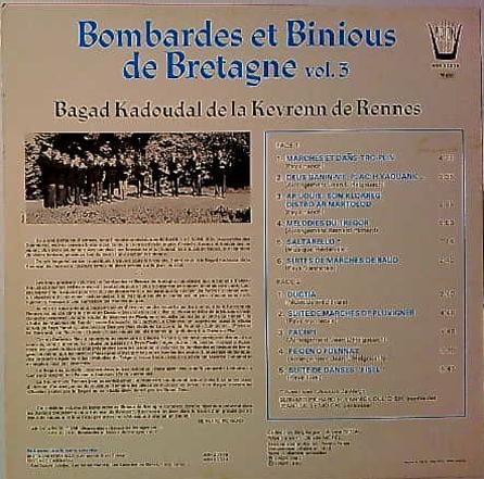 LP Bagad Kadoudal De La Kevrenn De Rennes – Bombardes Et Binious de Bretagne Vol.3