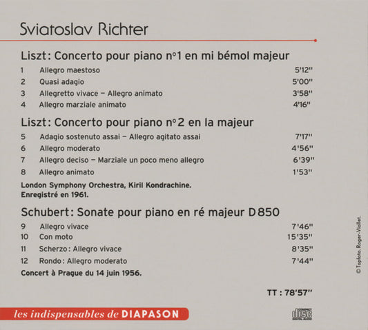 Cd Richter, Liszt, Schubert, London Symphony Orchestra, Kiril Kondrachine – Richter Joue Liszt: Les Deux Concertos Pour Piano - Sonate D 850