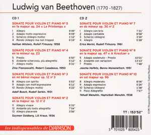 Cd Beethoven ‎– 7 Sonates Pour Violon Et Piano