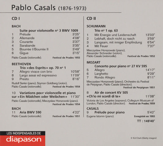 Cd Pablo Casals, Bach, Beethoven, Mozart, Schumann, Mieczyslaw Horszowski, Eugene Istomin, Alexander Schneider, Victoria De Los Angeles, Rudolf Serkin – Pablo Casals à Prades