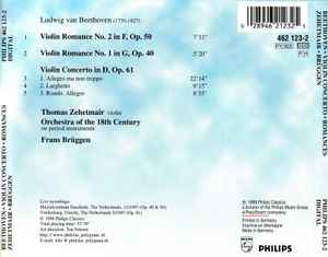 Cd Beethoven, Thomas Zehetmair, Orchestra Of The 18th Century, Frans Brüggen ‎– Violin Concerto · 2 Romances