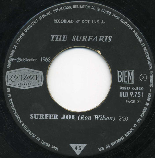 SP The Surfaris – Wipe Out / Surfer Joe Disque Juke-box 