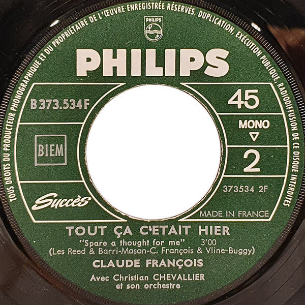 SP Claude François – Alors Salut !  Yeh Yeh / Tout Ça C’était Hier