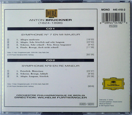 Cd Anton Bruckner – Orchestre Philharmonique de Berlin , Wilhelm Furtwängler – Symphonies Nos 7 & 9