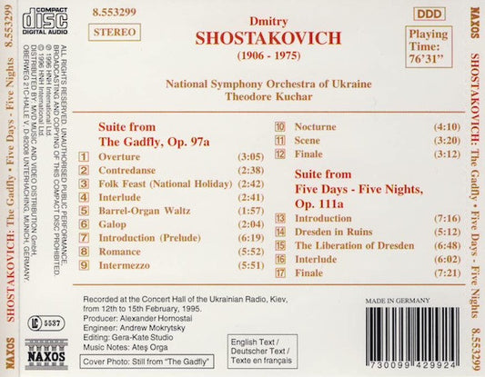 Cd Dmitri Shostakovich - The Gadfly / Five Days - Five Nights