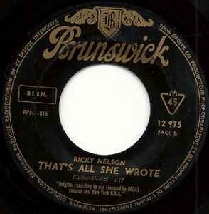 SP Ricky Nelson - For You / That’s All She Wrote 