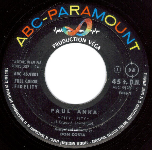 SP Paul Anka - Pity Pity / Raid Sails